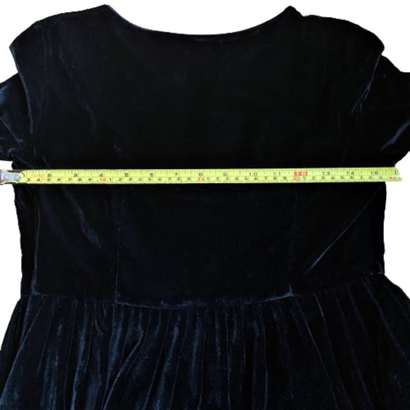 Vintage ruffles tiered black velvet dress - Picture 11 of 15